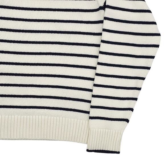 Uniqlo Sweater Womens Small White Black Striped Crewneck Pullover Cotton Blend - Picture 12 of 12